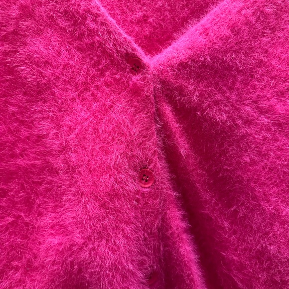 HOT PINK FUZZY CARDIGAN - Picture 3 of 3